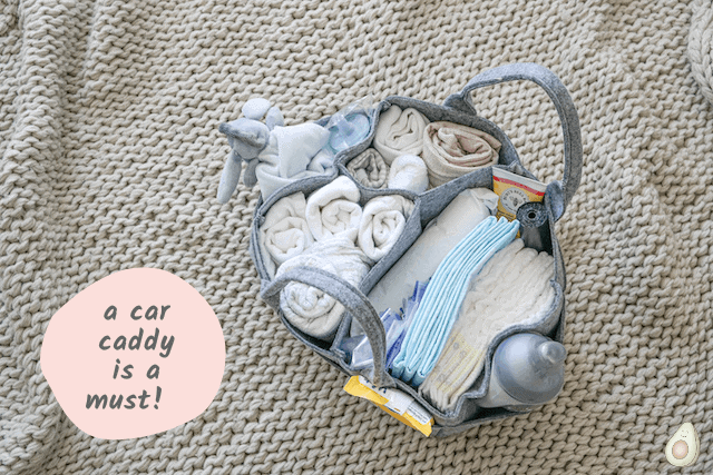 car-kit-for-baby-caddy-diapers-supplies-mom-hacks car kit for new baby caddy with diapers new mom hack