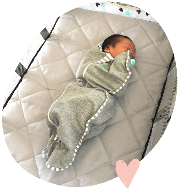 Newborn Baby In Arms Up Swaddle in Pack N Play 2