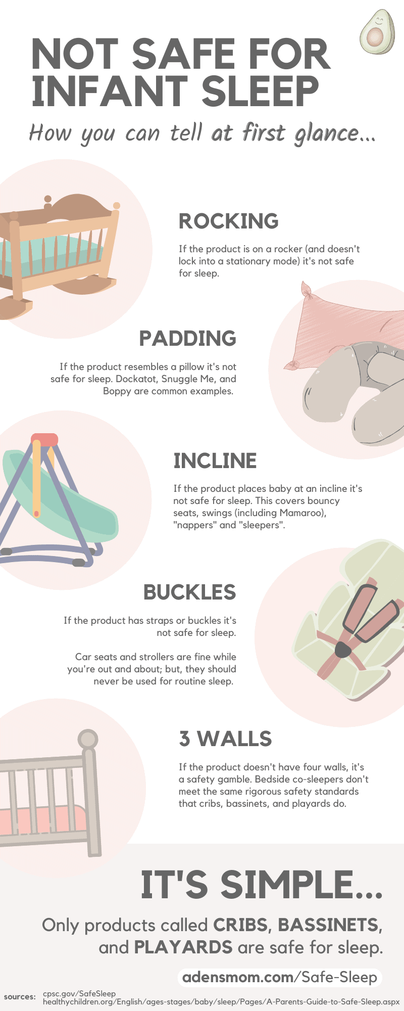 not safe for infant sleep infographic