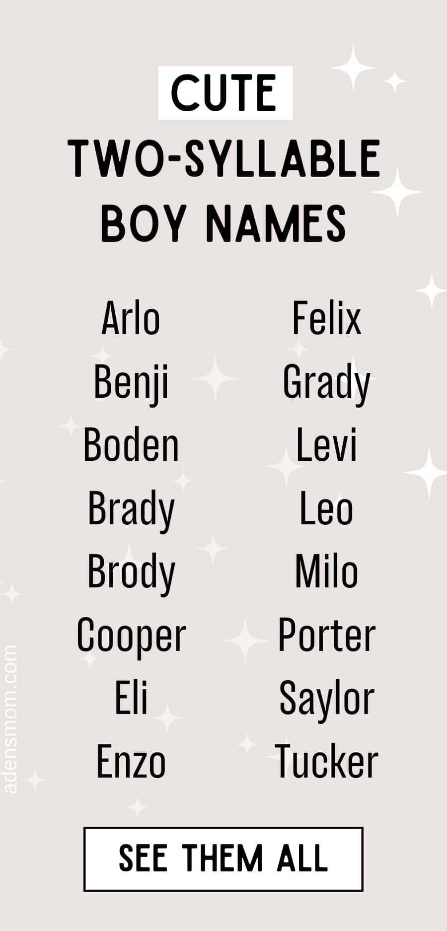 cute two syllable boy names list