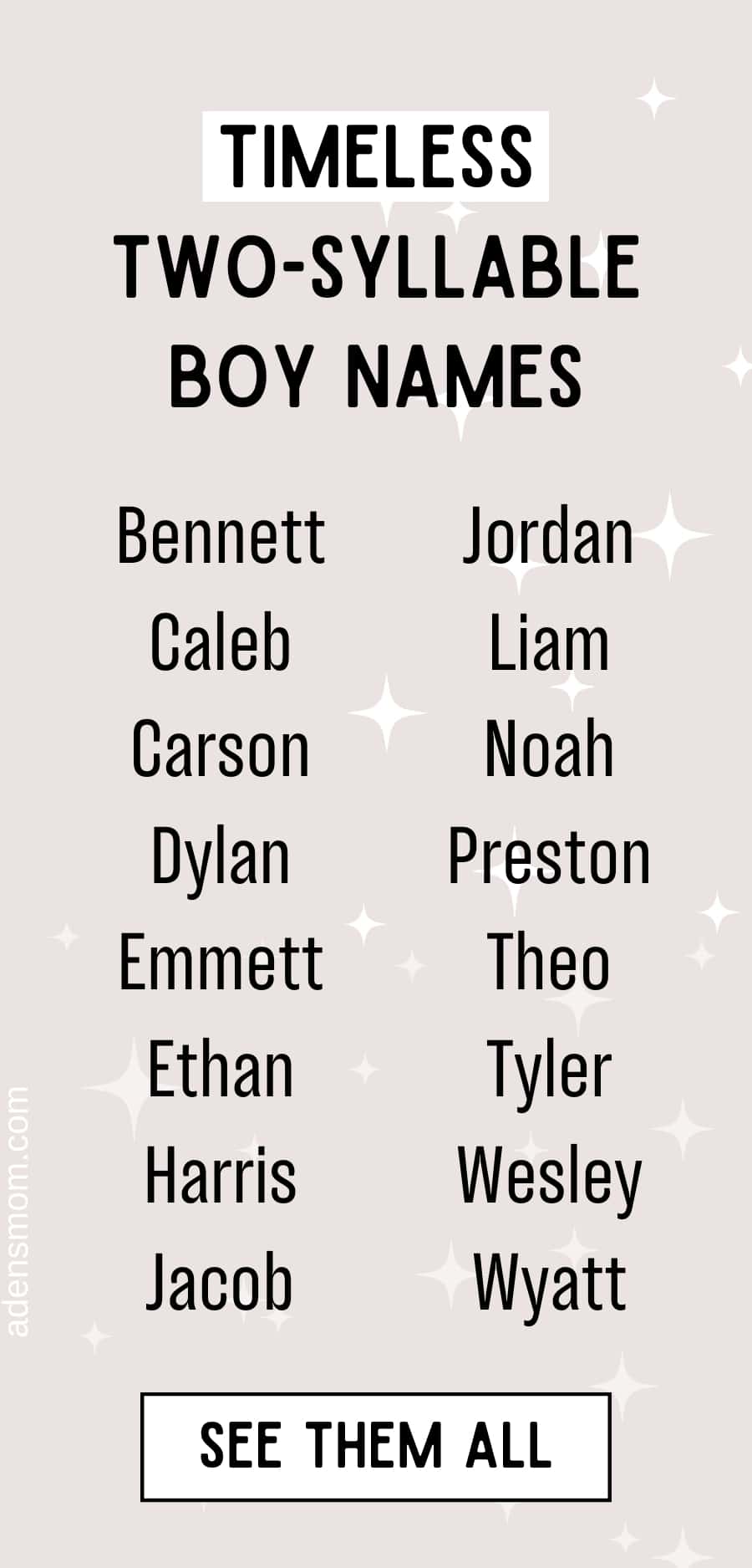 timeless two syllable boy names list
