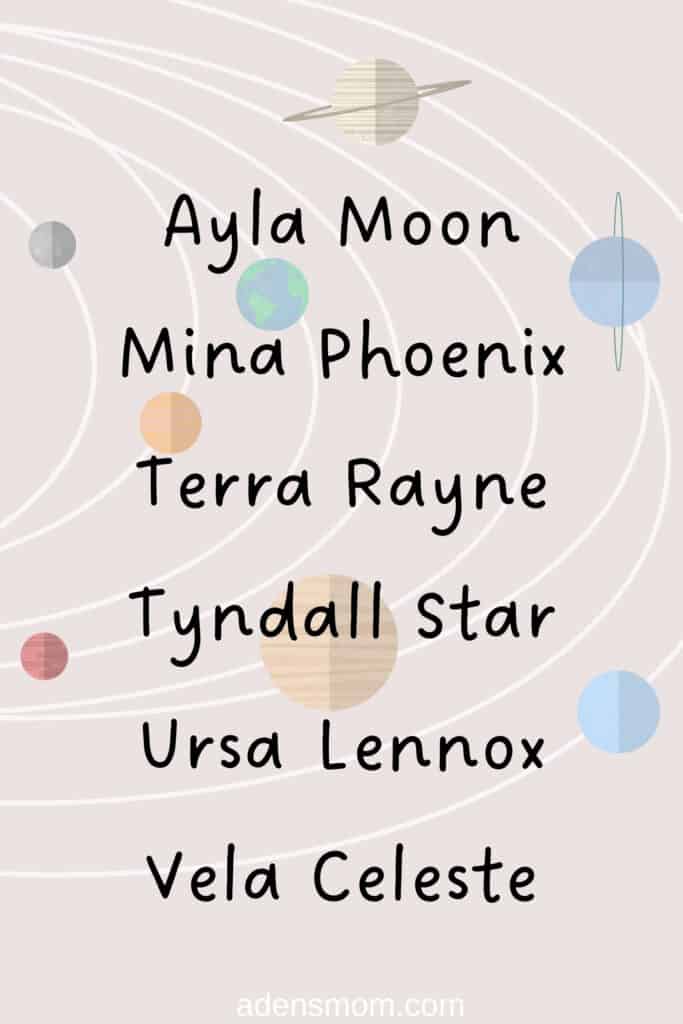 list girl space names