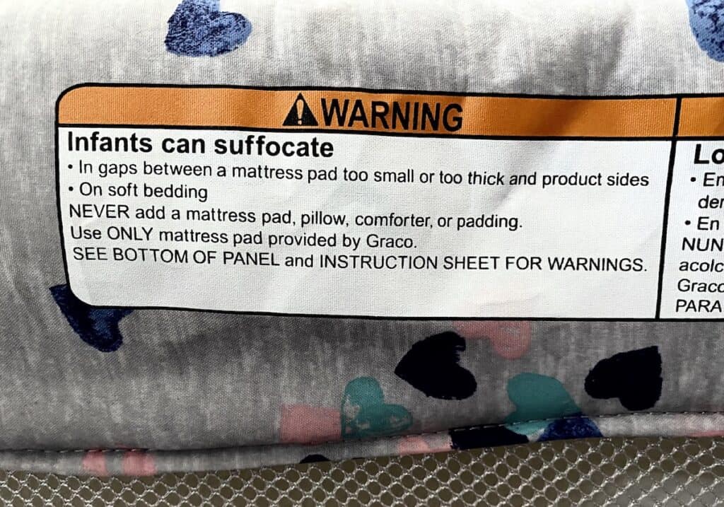pack n play mattress safety warning