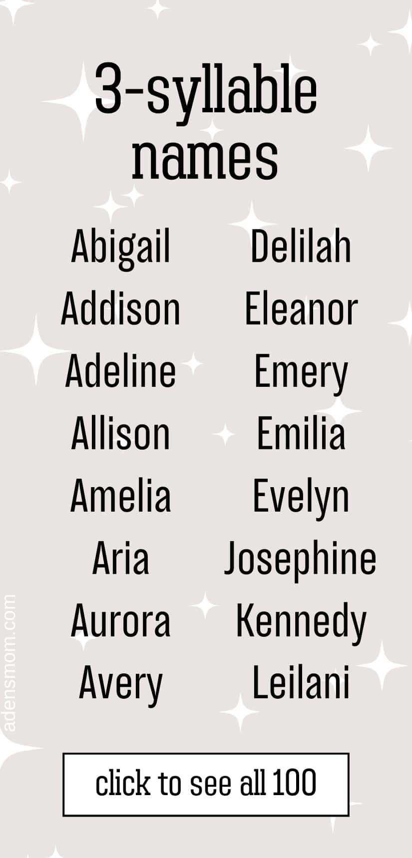 3 syllable girl names list