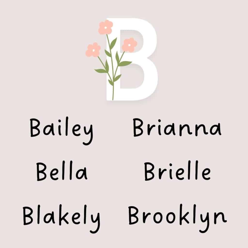 list trendy B girls names