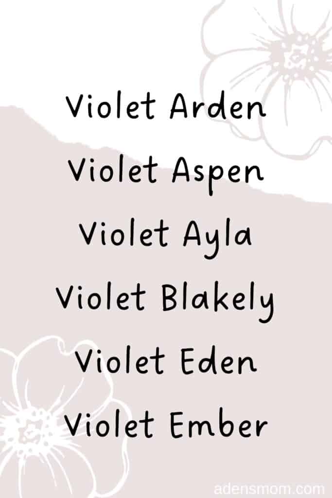 middle names for violet two syllables