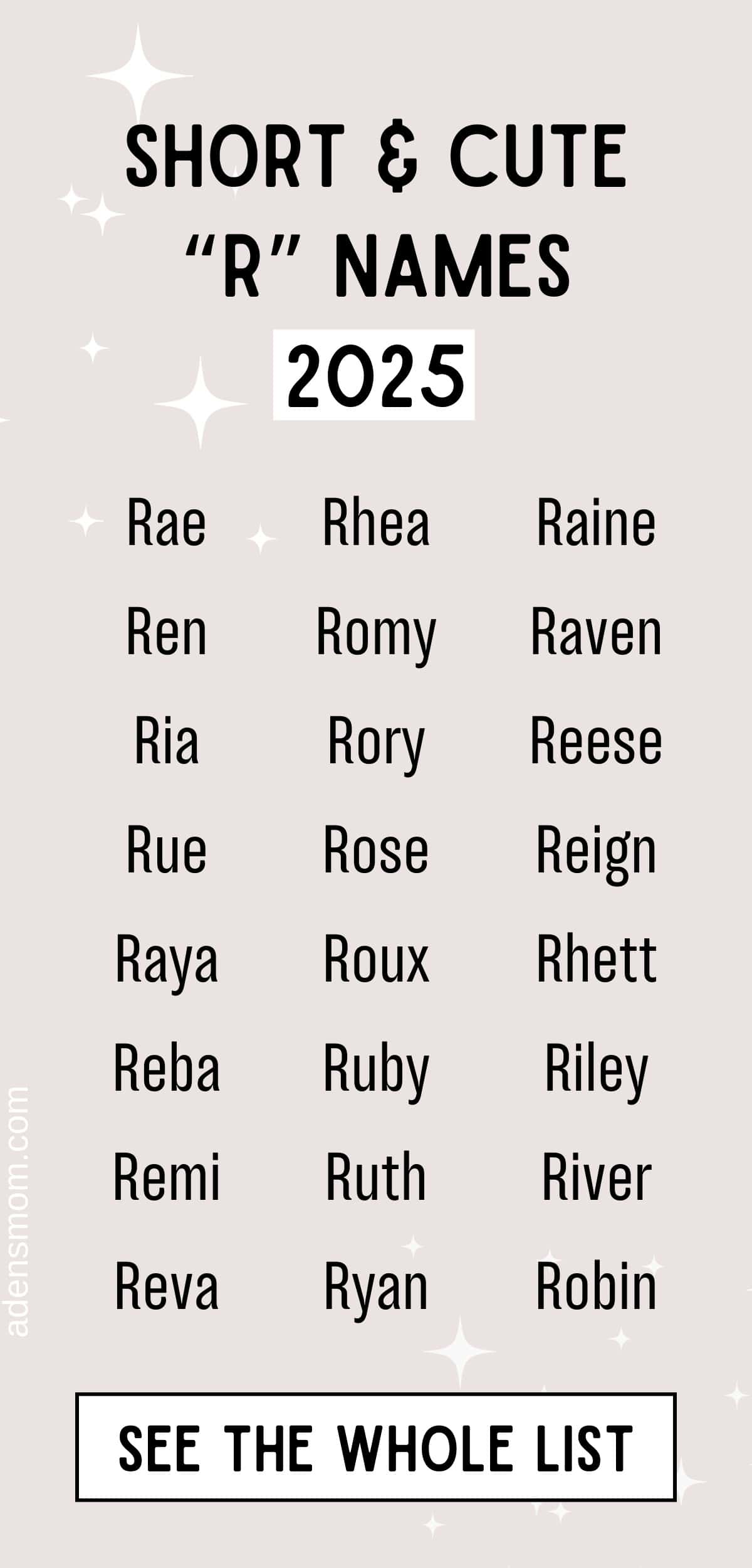 short girl names that start with R 2025