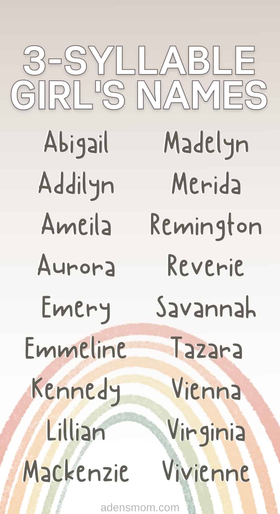 three syllable girl names list