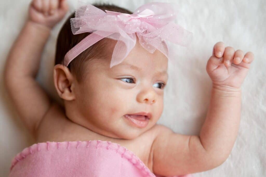 cute baby girl pink bow