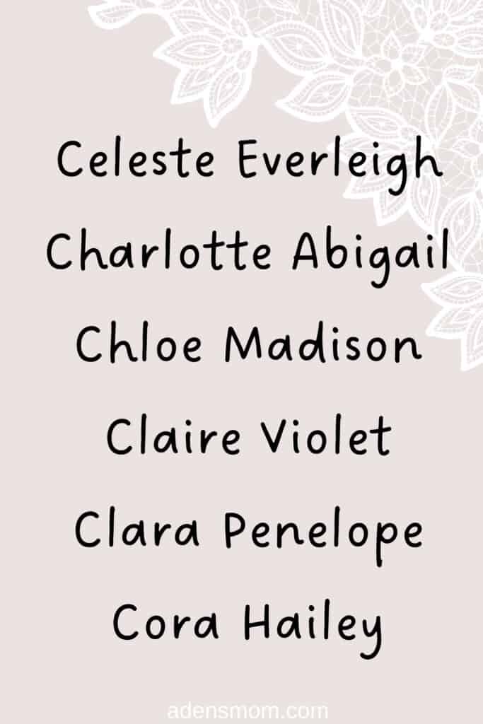 list trendy girl baby names with c