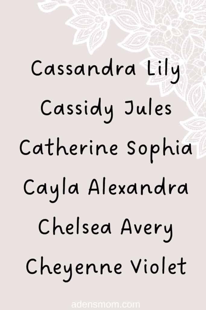 list timeless girl names with c