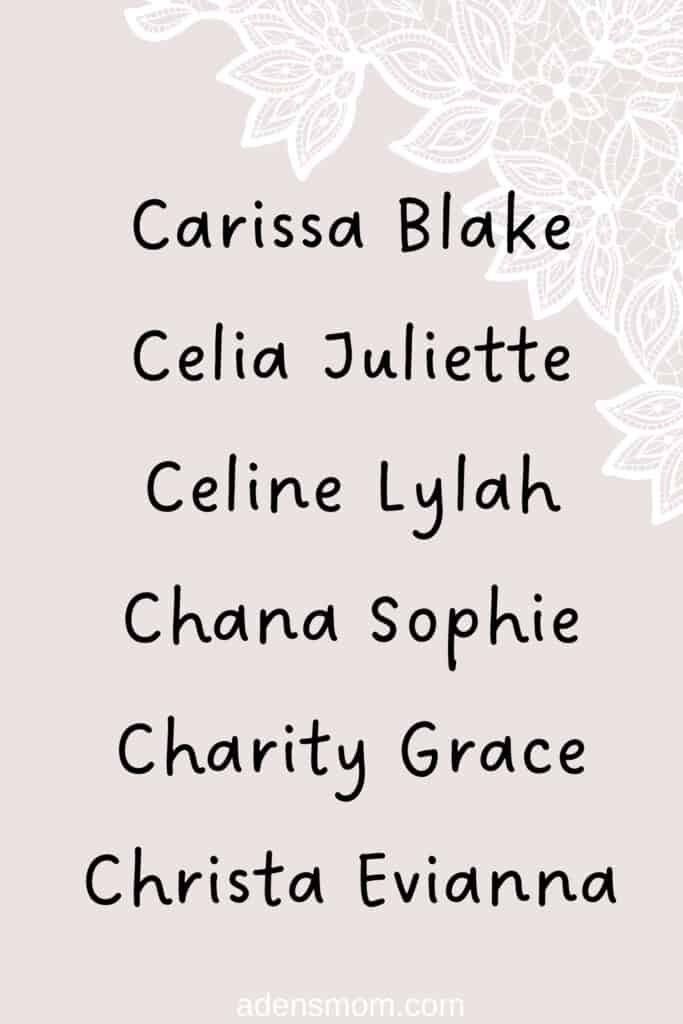 list spiritual girl baby names with c