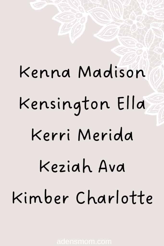list unique girls names starting with K