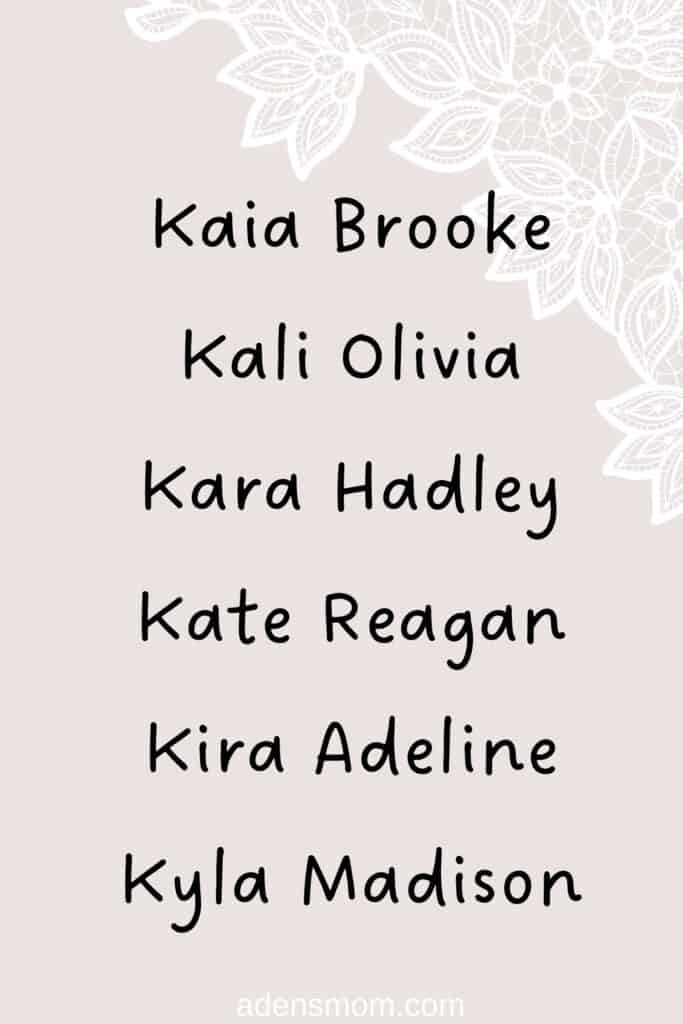 list short girl names starting with K