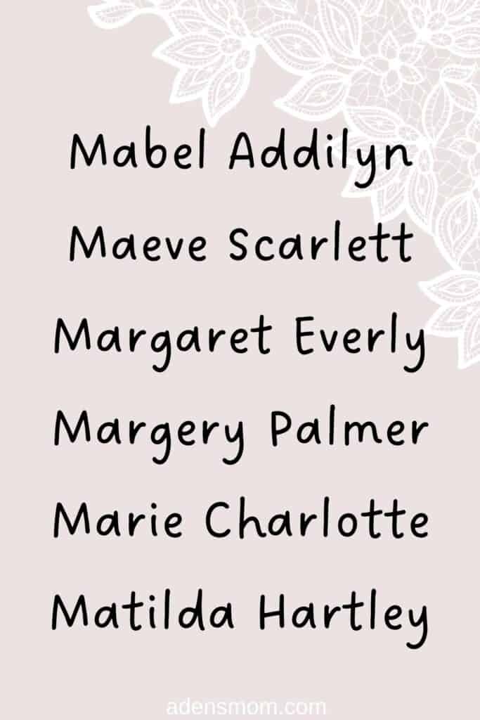 Vintage girl names start with m