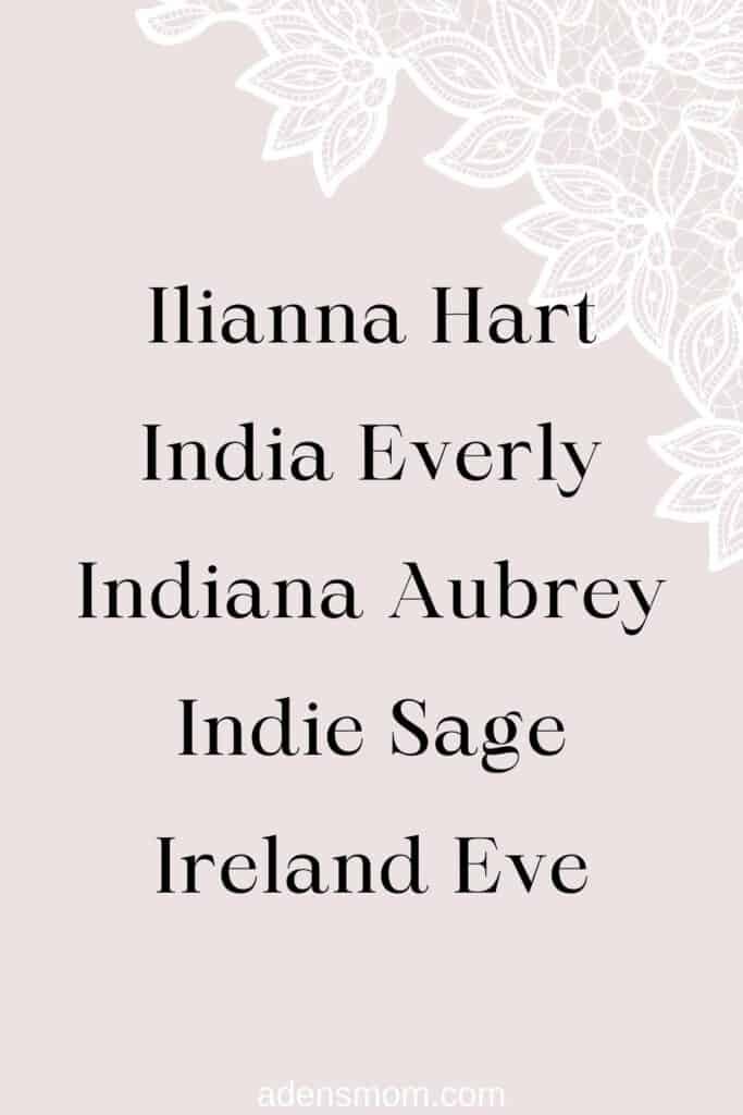 geographical girl names starting with i