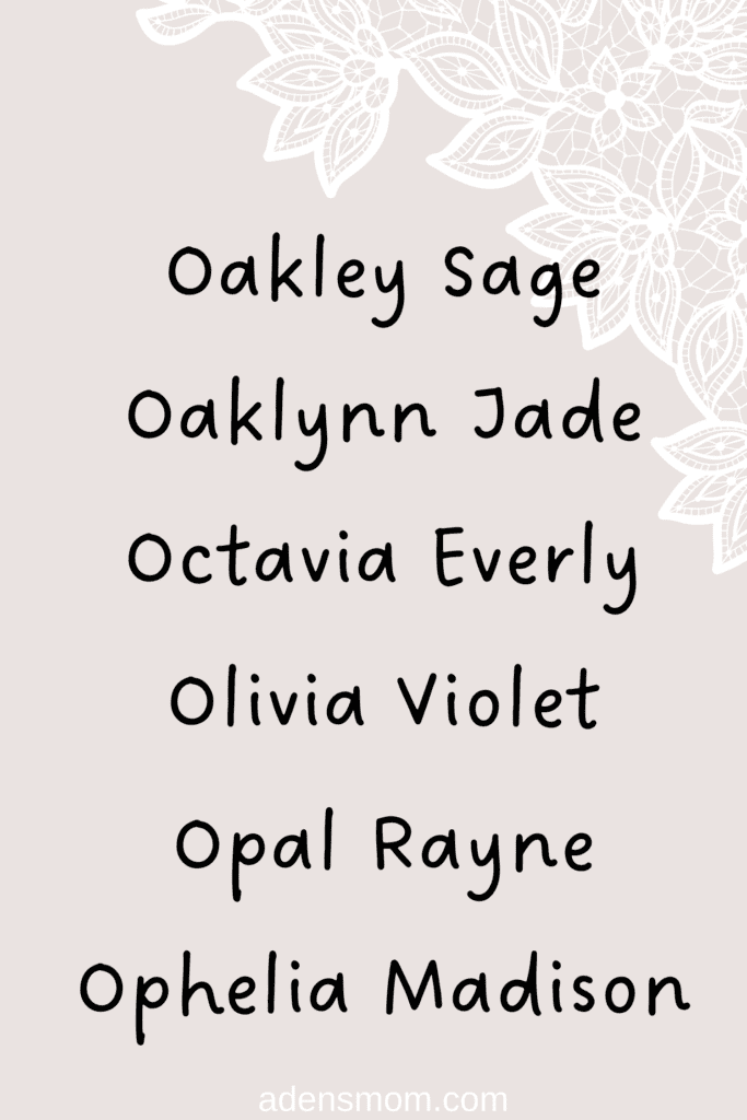 popular girl names that start with o