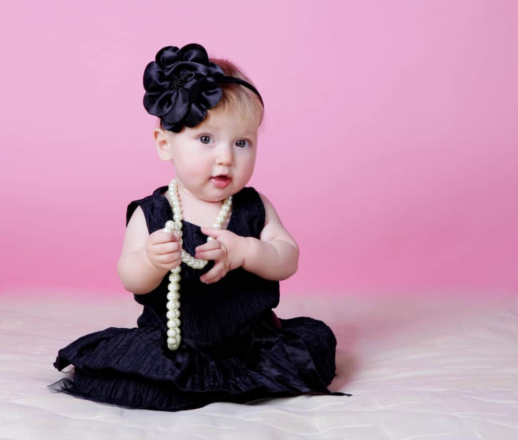 elegant baby girl bow pearls
