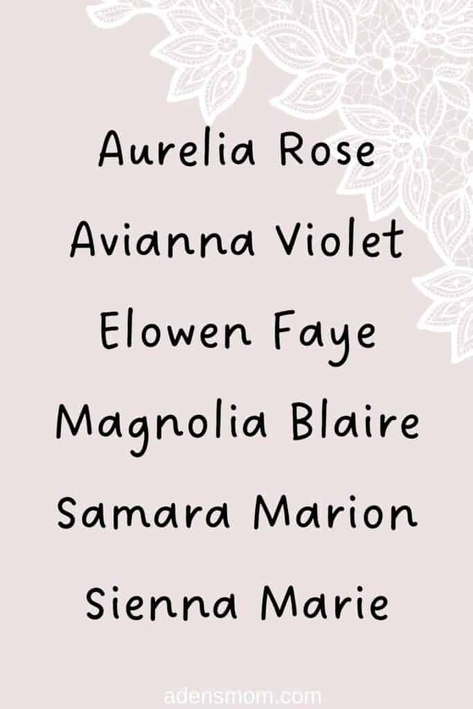 list nature elegant girl names