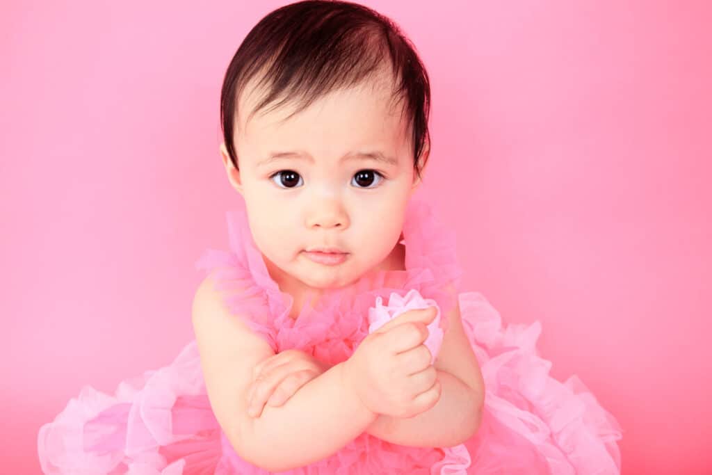 asian baby girl pink dress