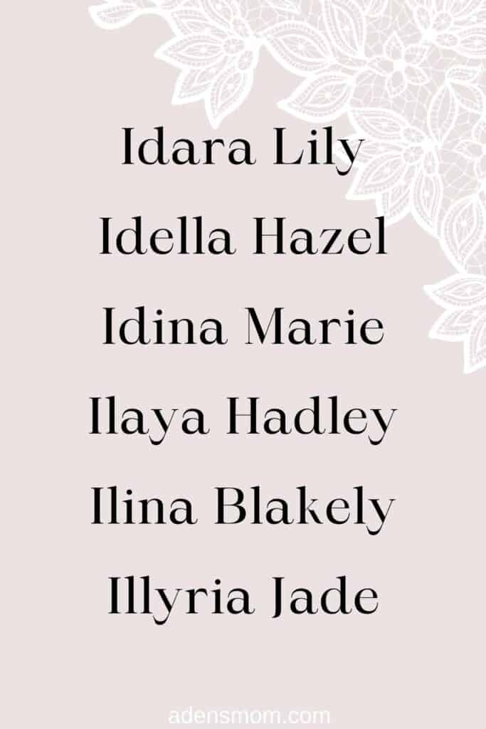 unique girl names starting with i