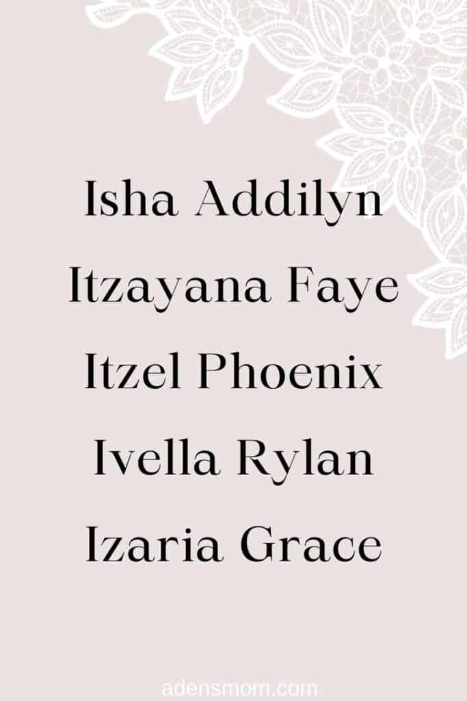 unique girl names starting with i list