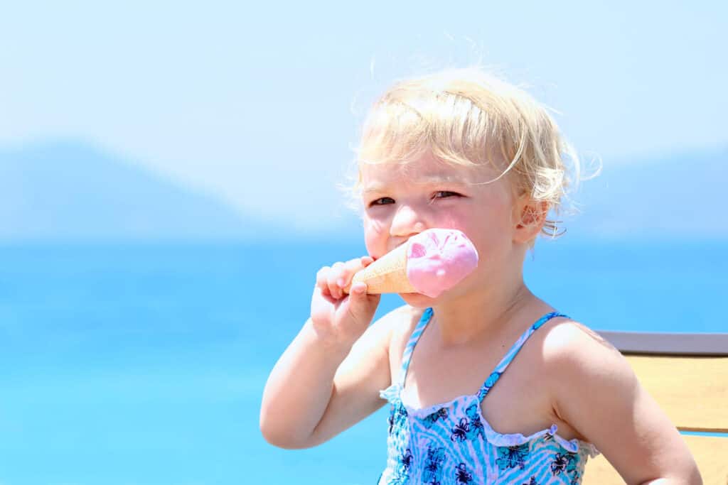 baby girl eating ice cream