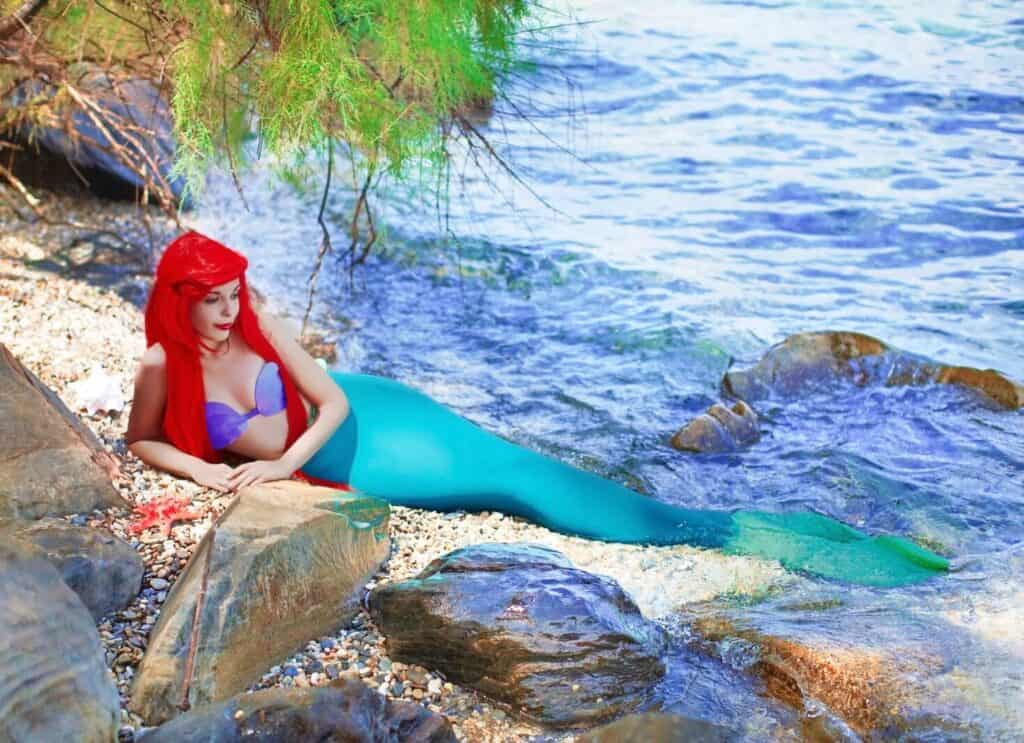 ariel mermaid rock sea