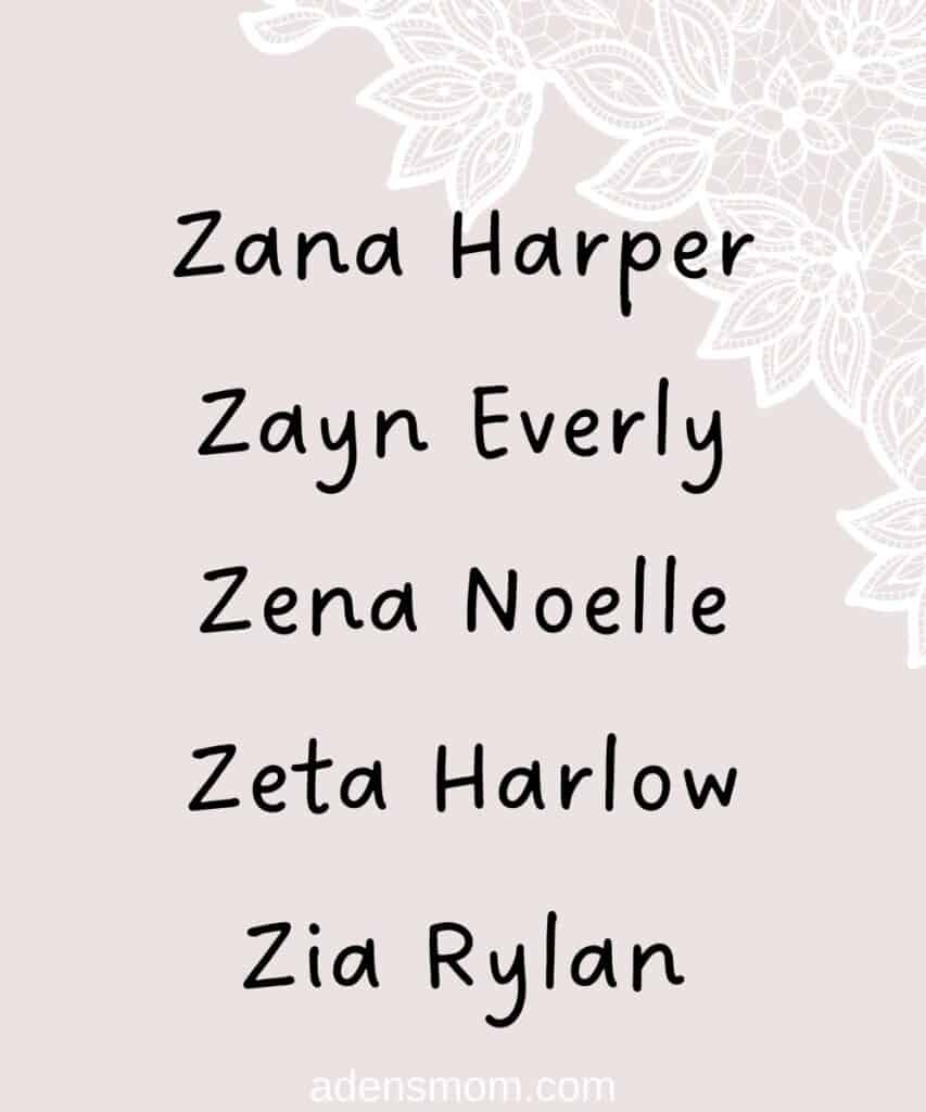 short girl names z
