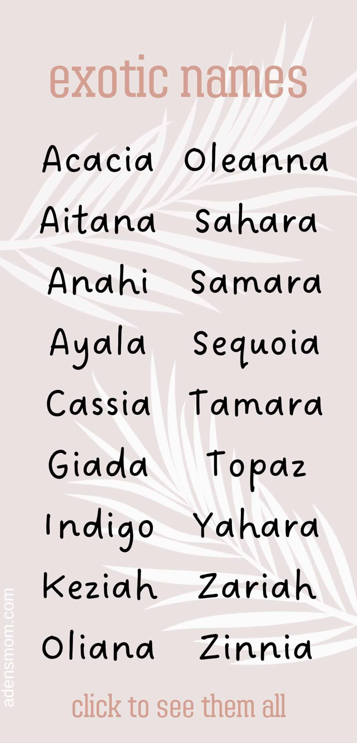 exotic girl names list nature inspired