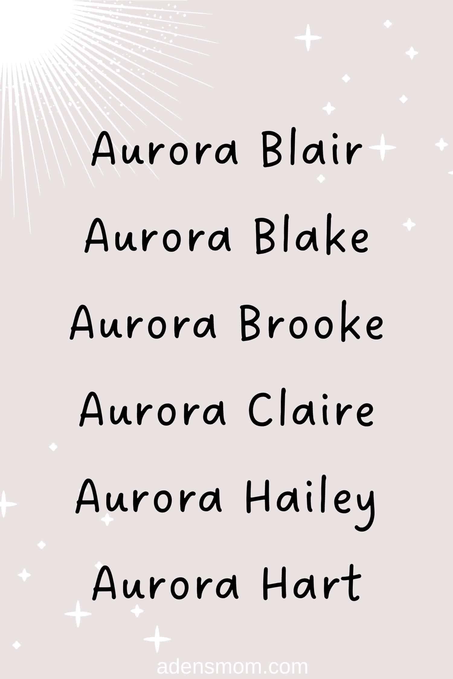 list middle names for aurora