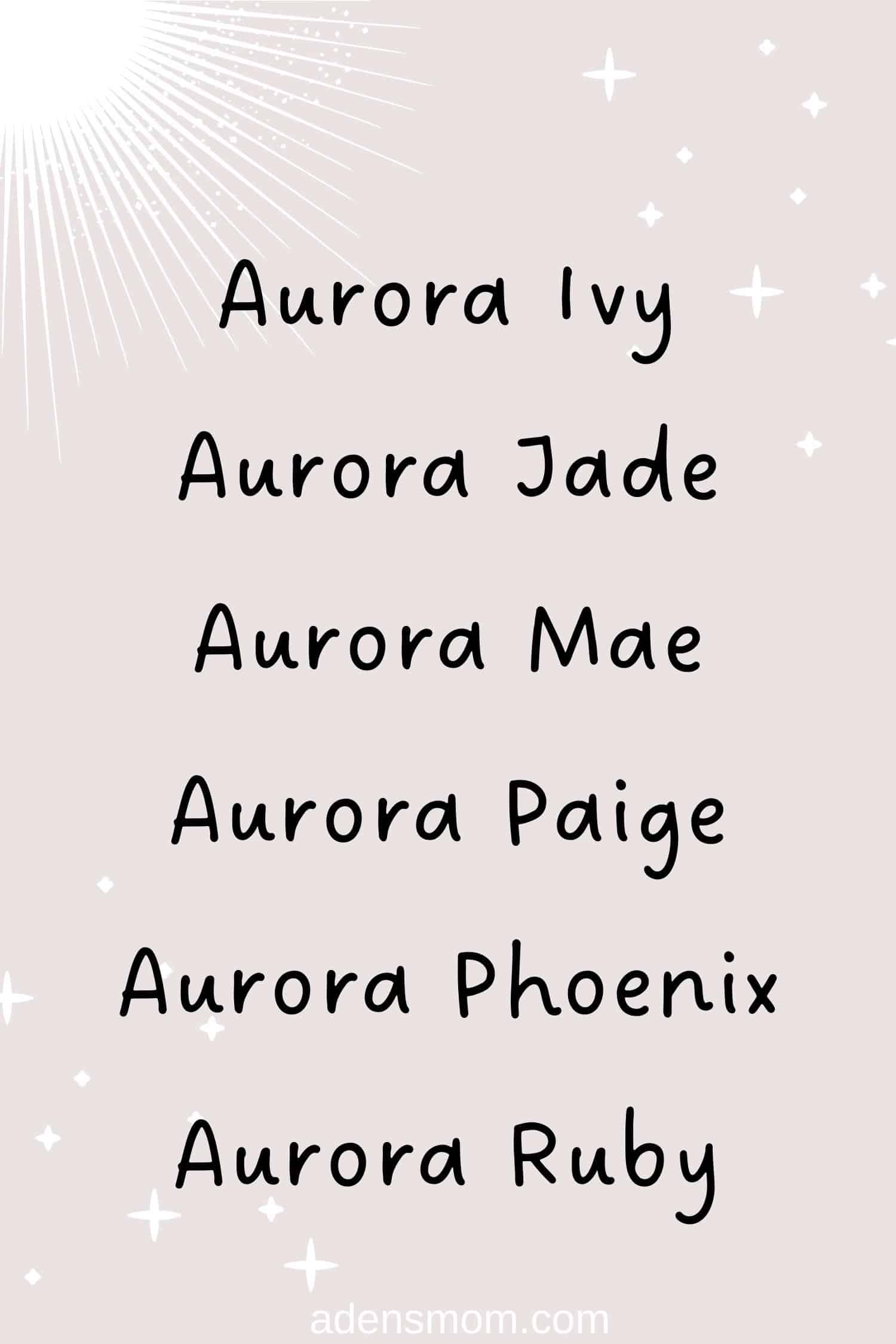 list middle names for aurora