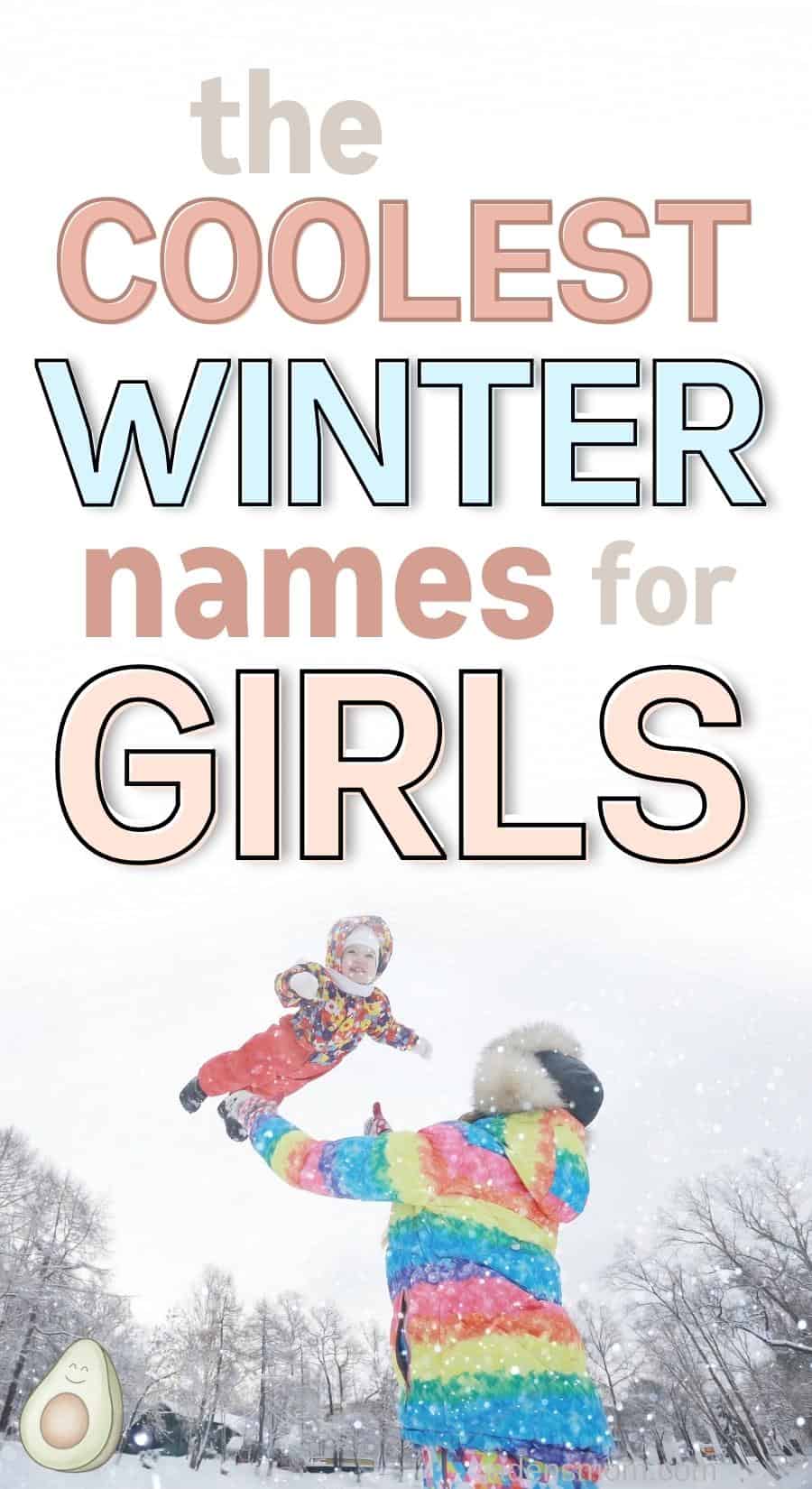 winter names for girls pinterest graphic