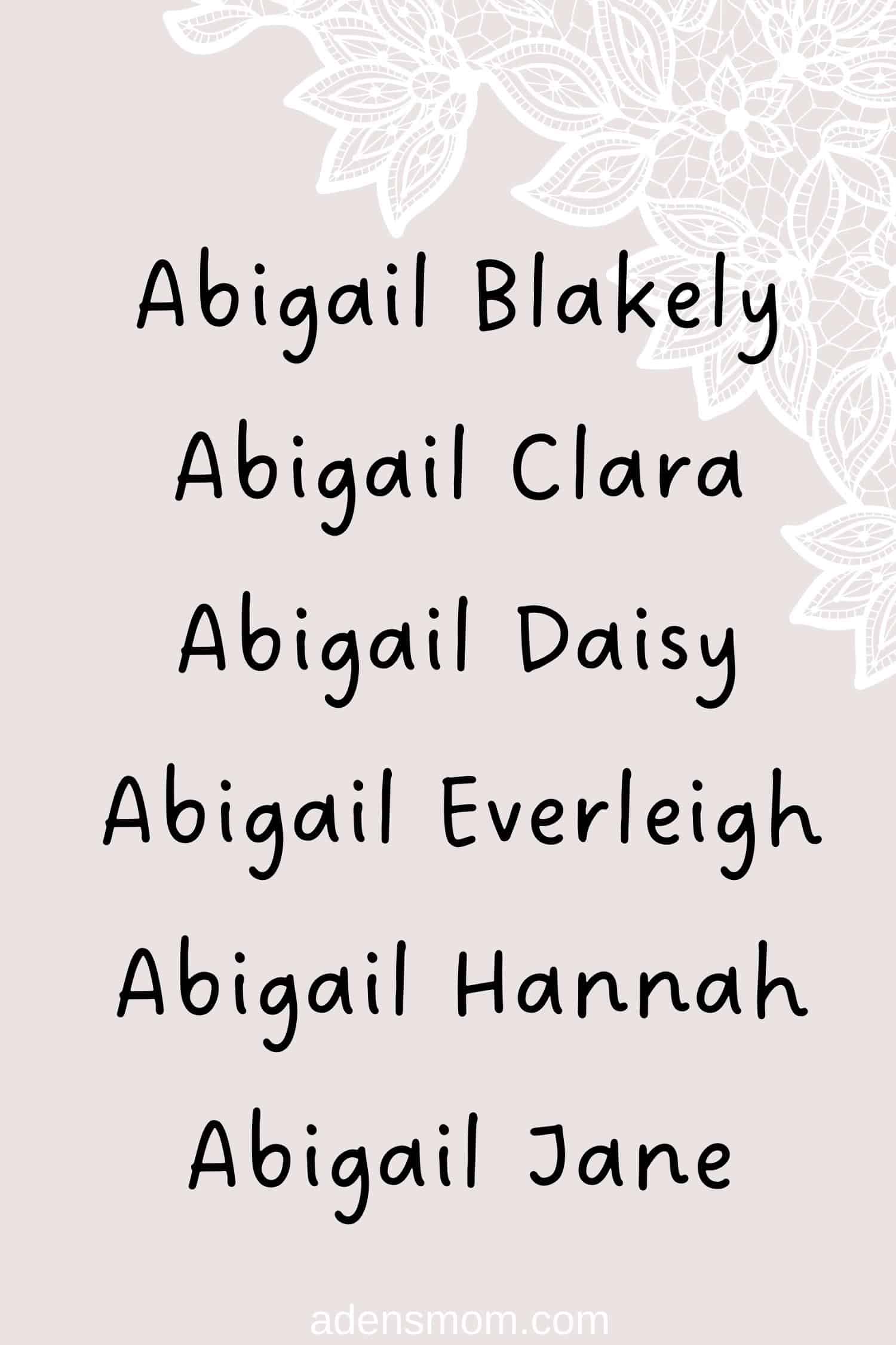 list middle names for abigail list middle names for abigail
