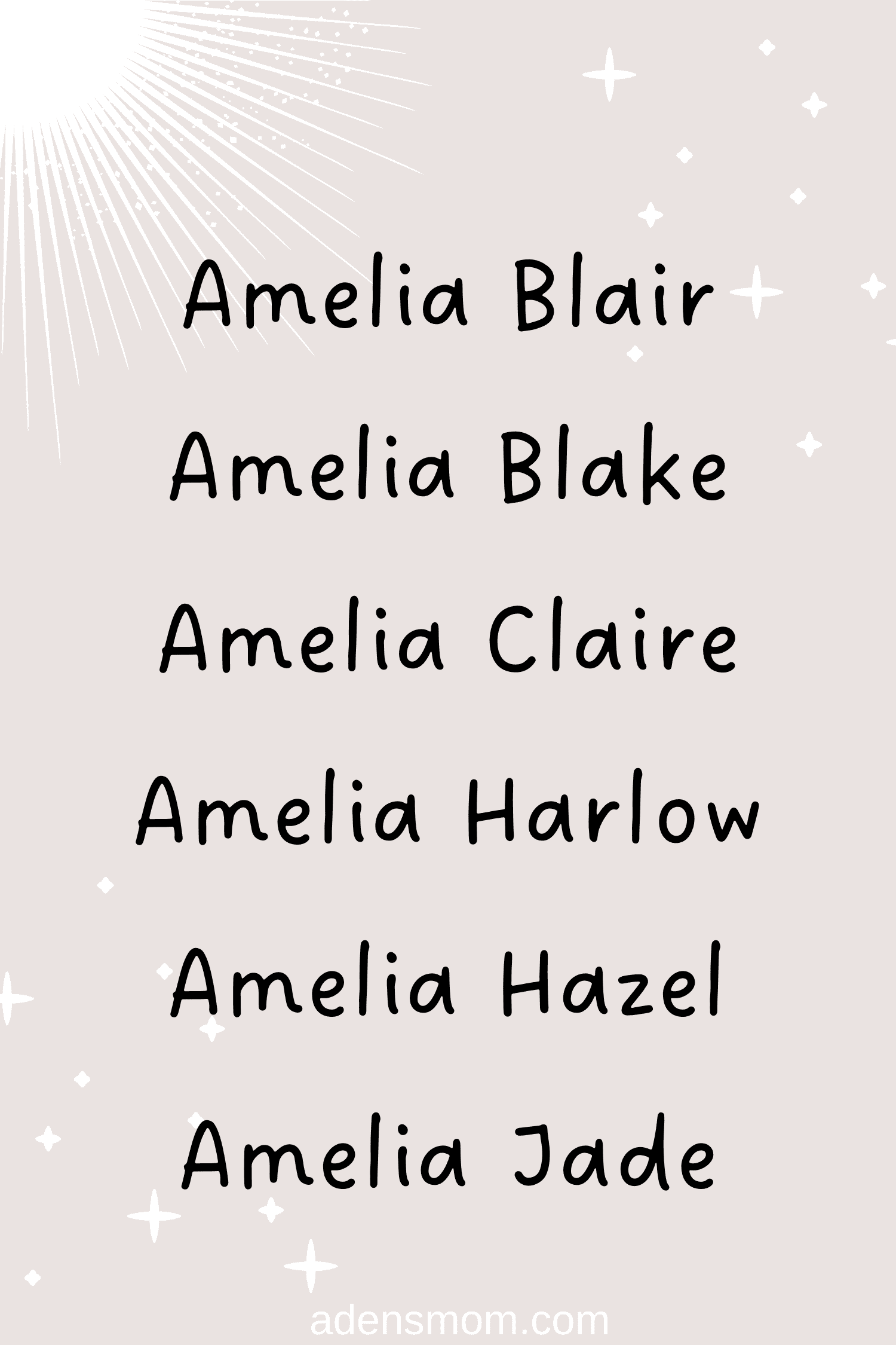 list middle names for amelia