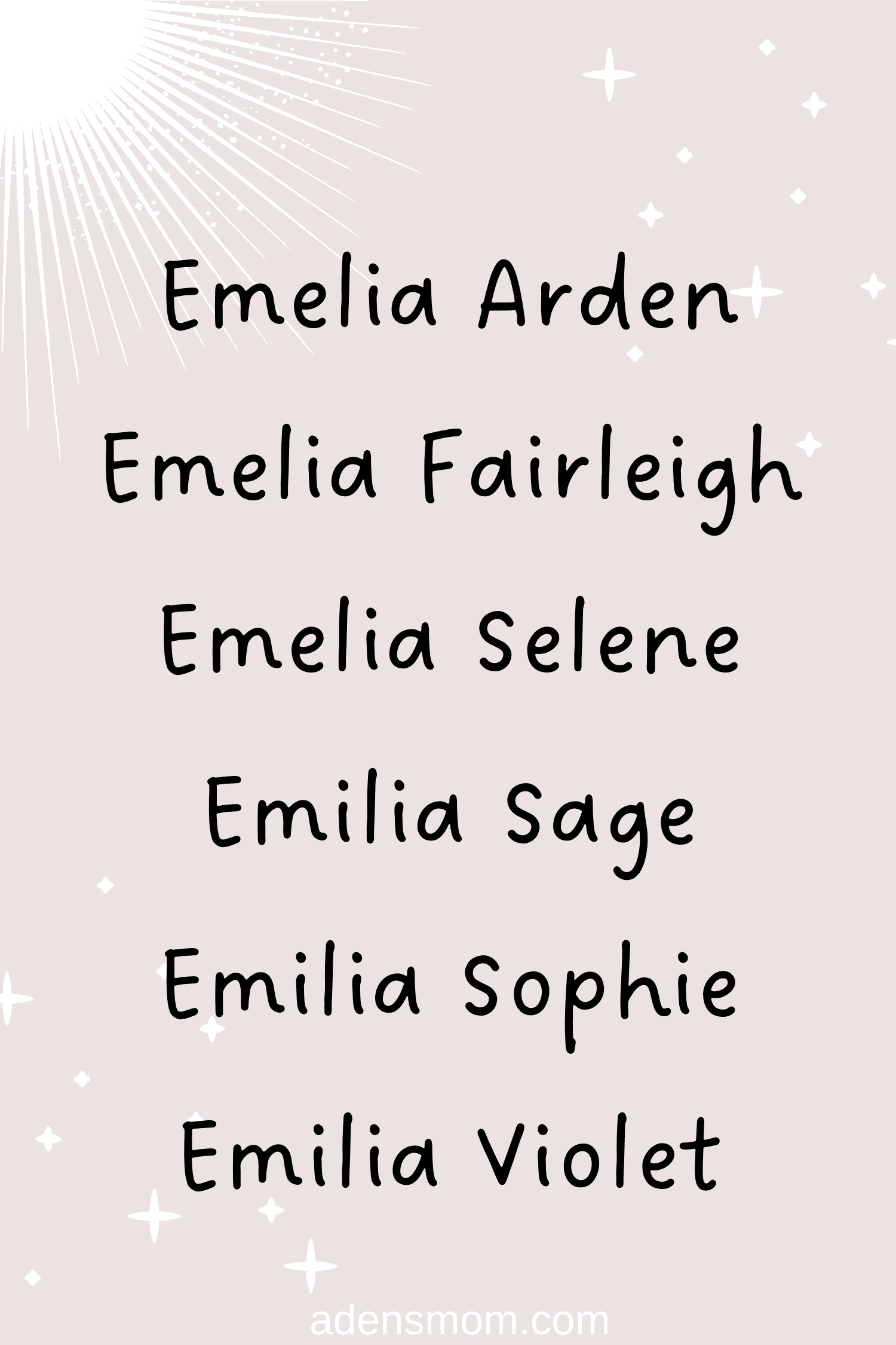 list middle names for emilia