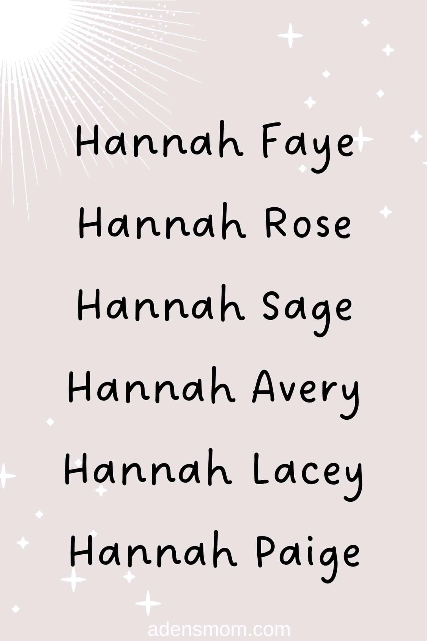 list middle names for hannah