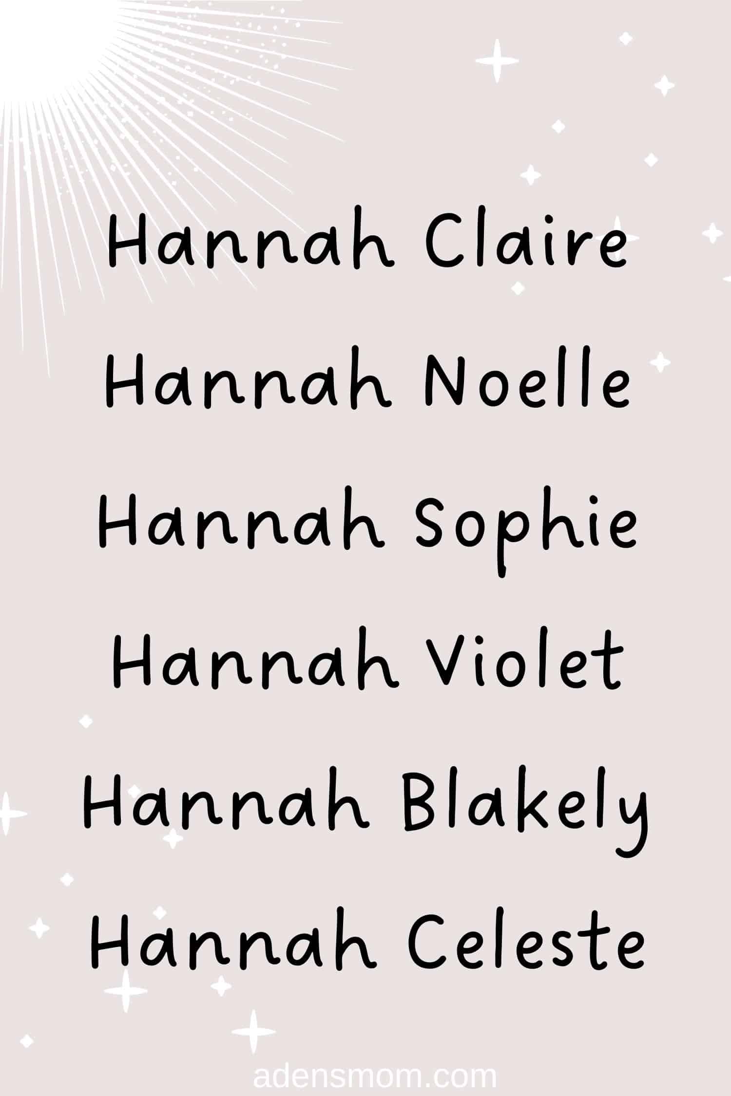 middle names for first name hannah