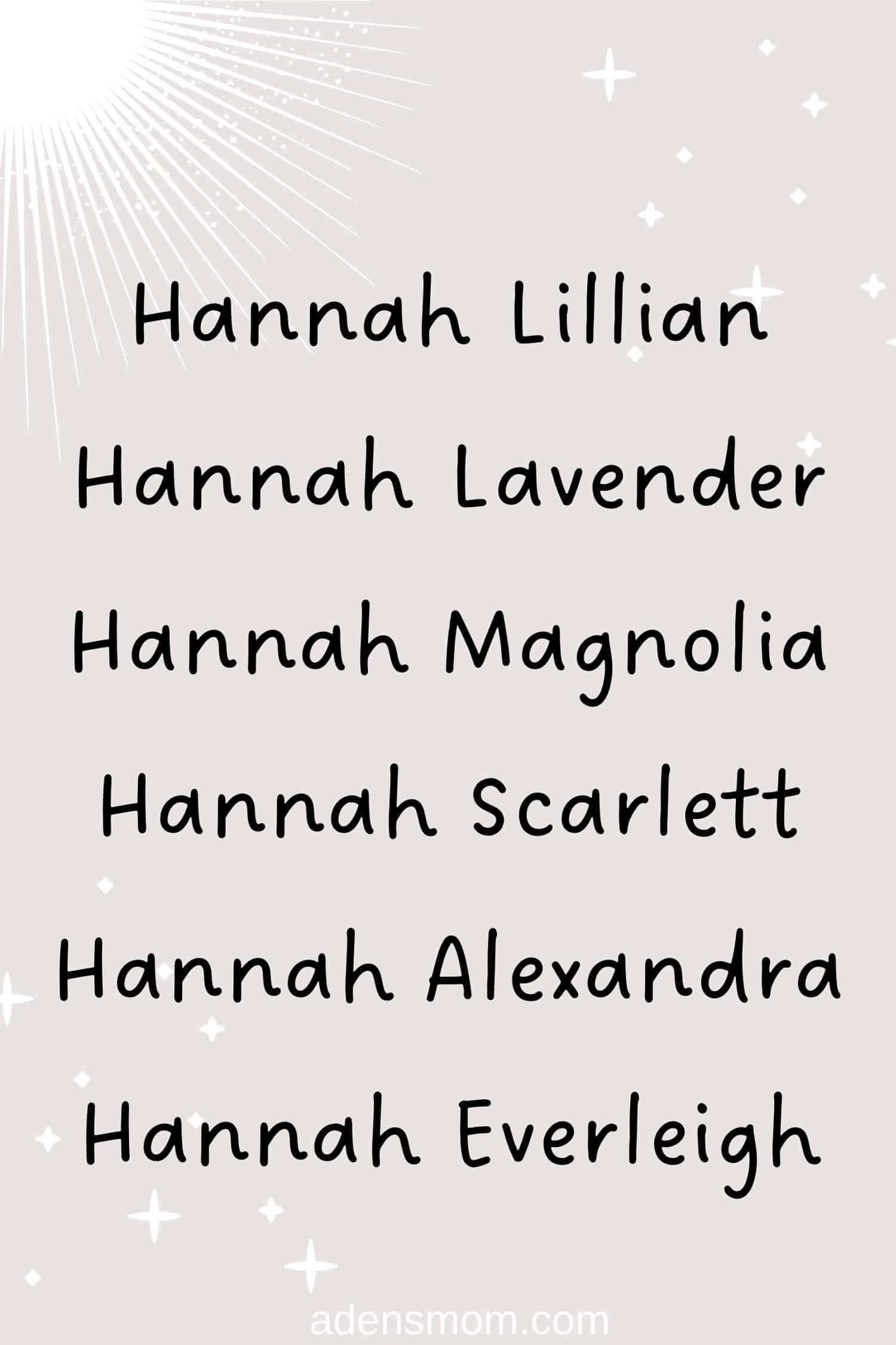 names that go with hannah