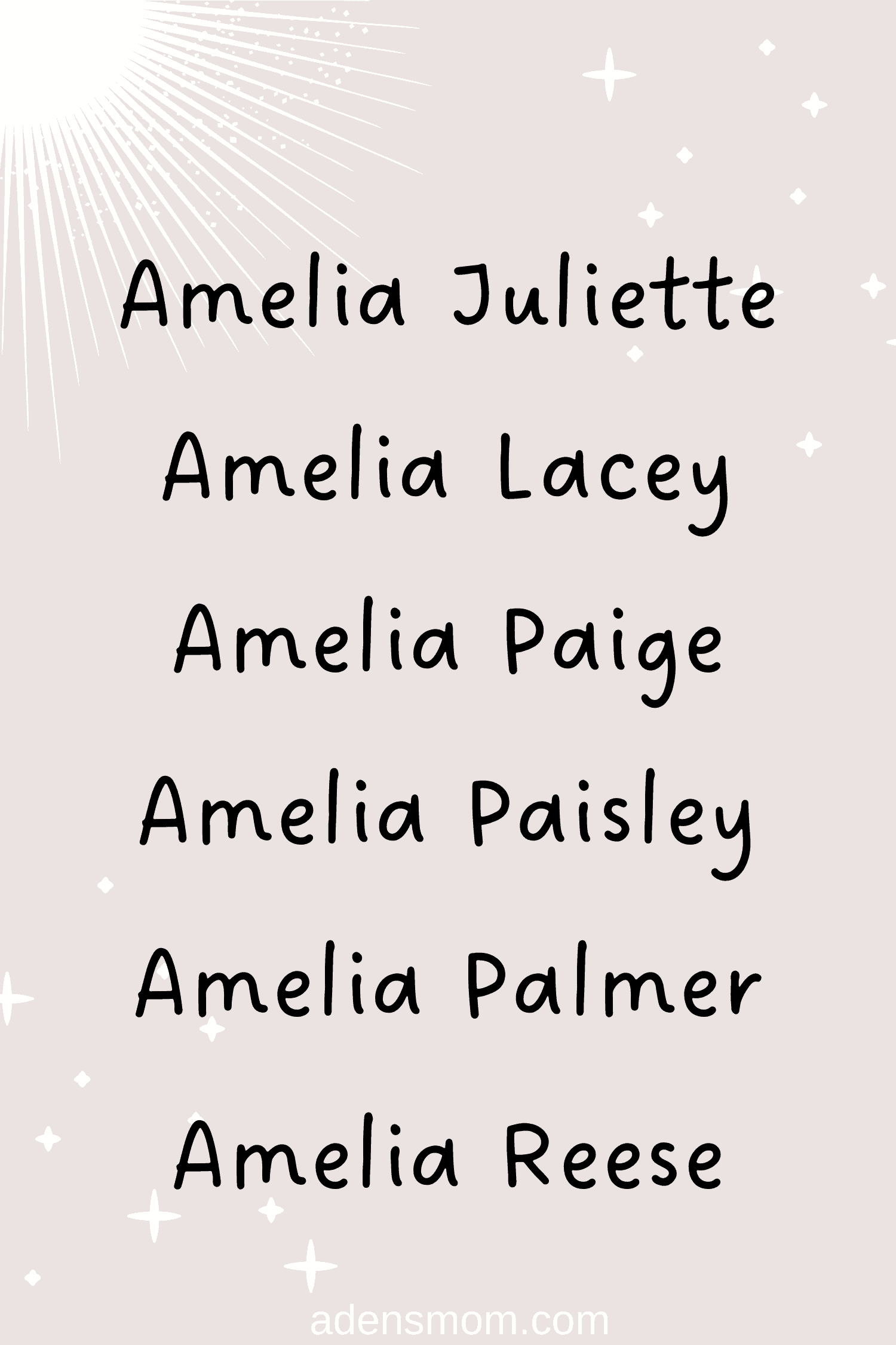 middle names for amelia list