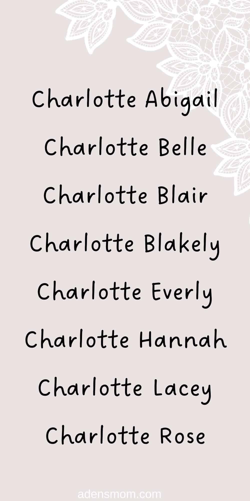 middle names for charlotte list