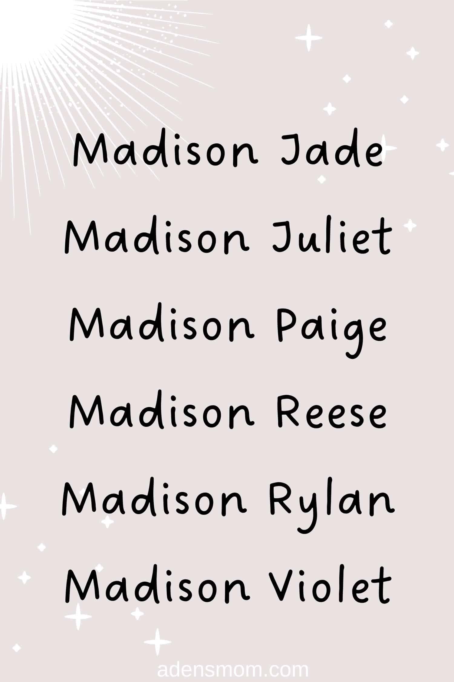 middle names for madison list