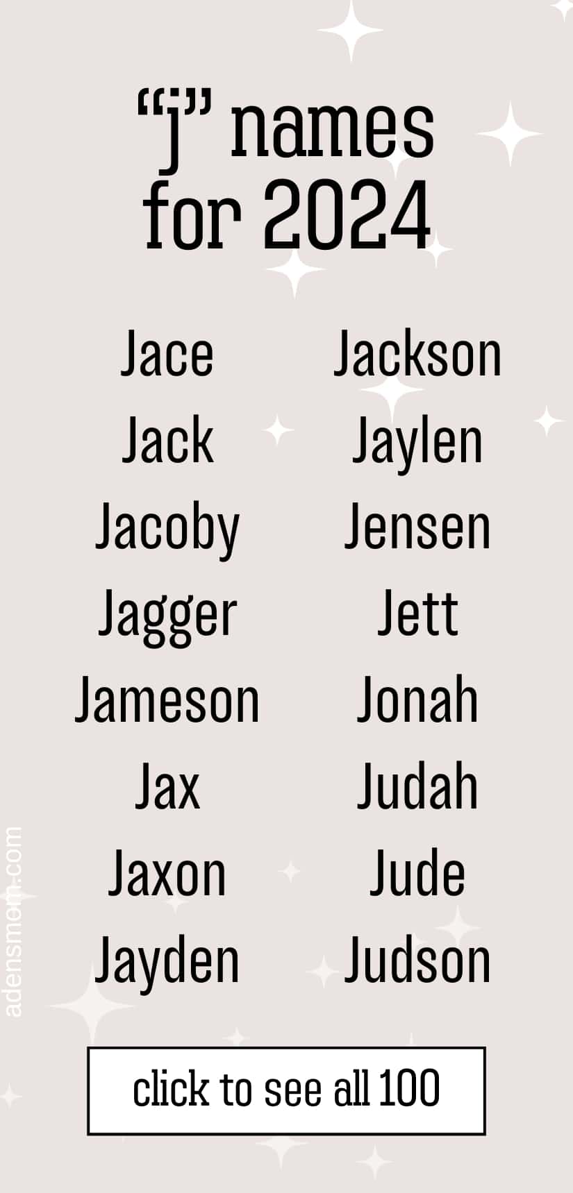2024 list Boy Names that Start with J