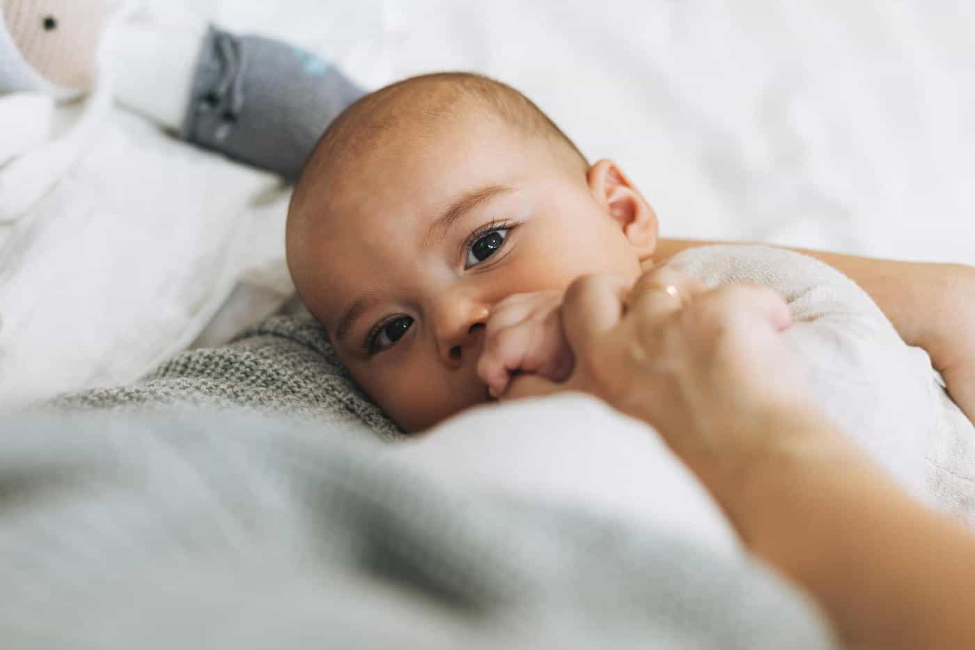 baby boy nursing on mom