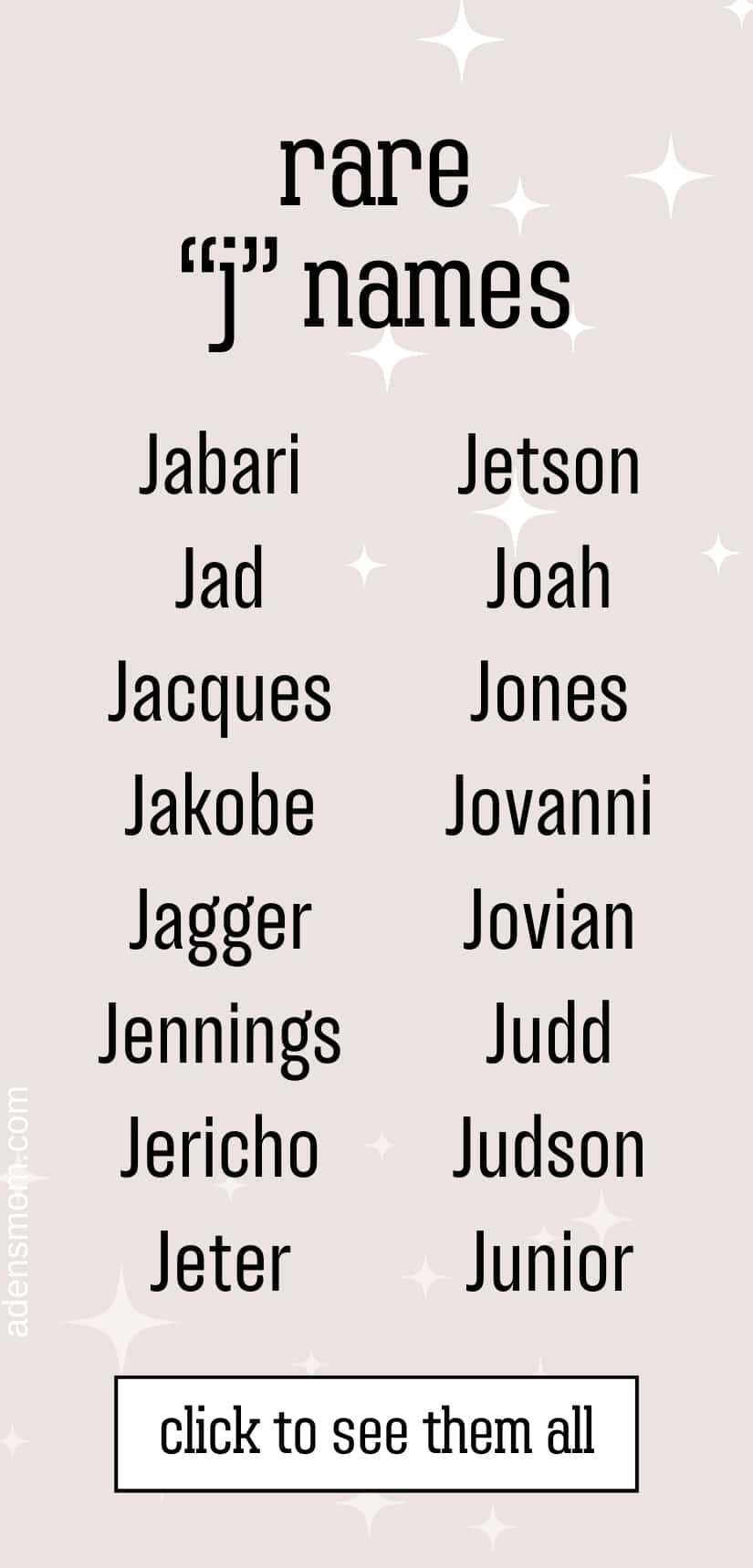 list rare Boy Names that Start with J