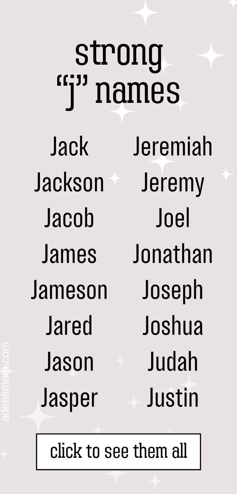 list strong Boy Names that Start with J