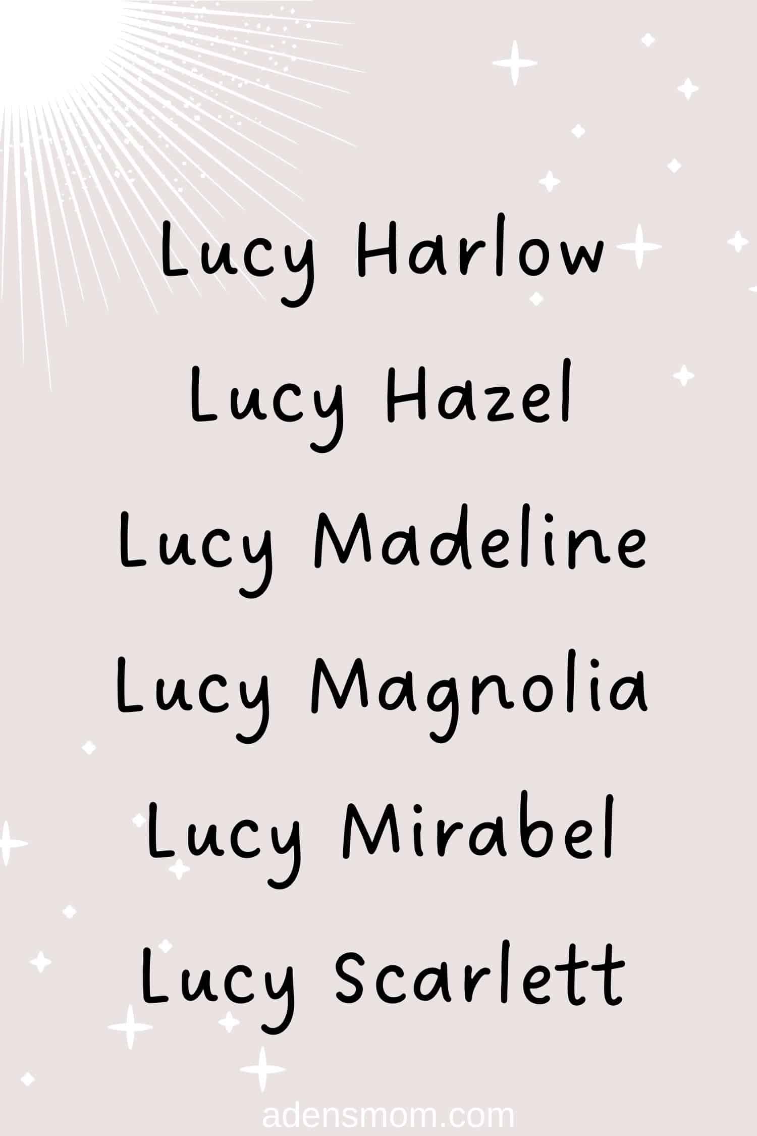 middle names for lucy list 2