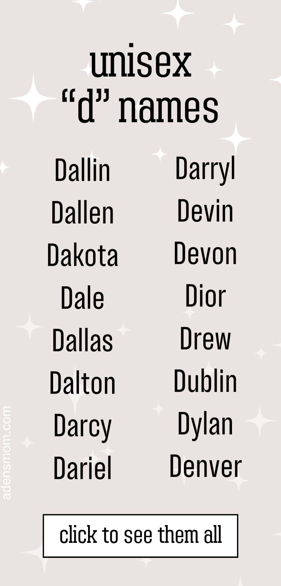 unisex baby Names that Start with D