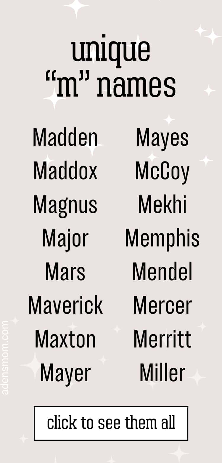 list unique Boy Names that Start with M