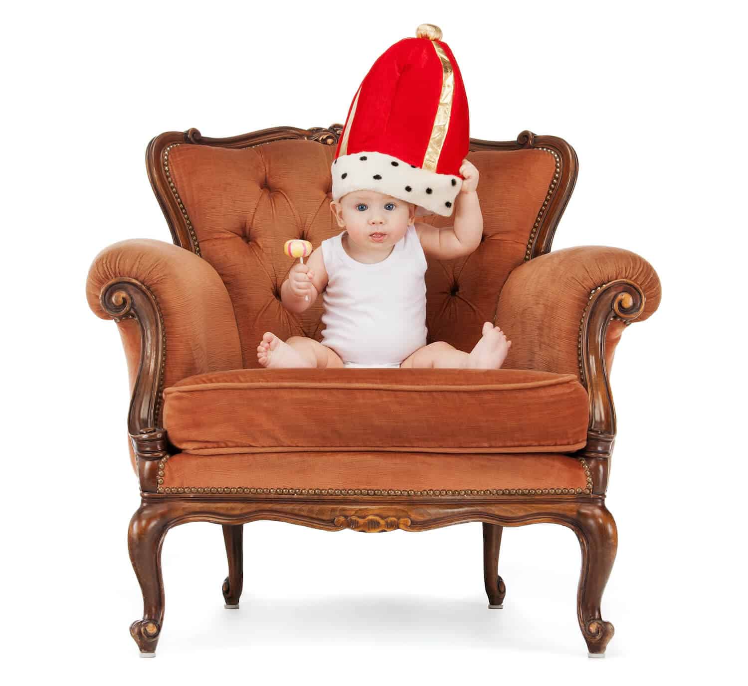 baby king hat on throne